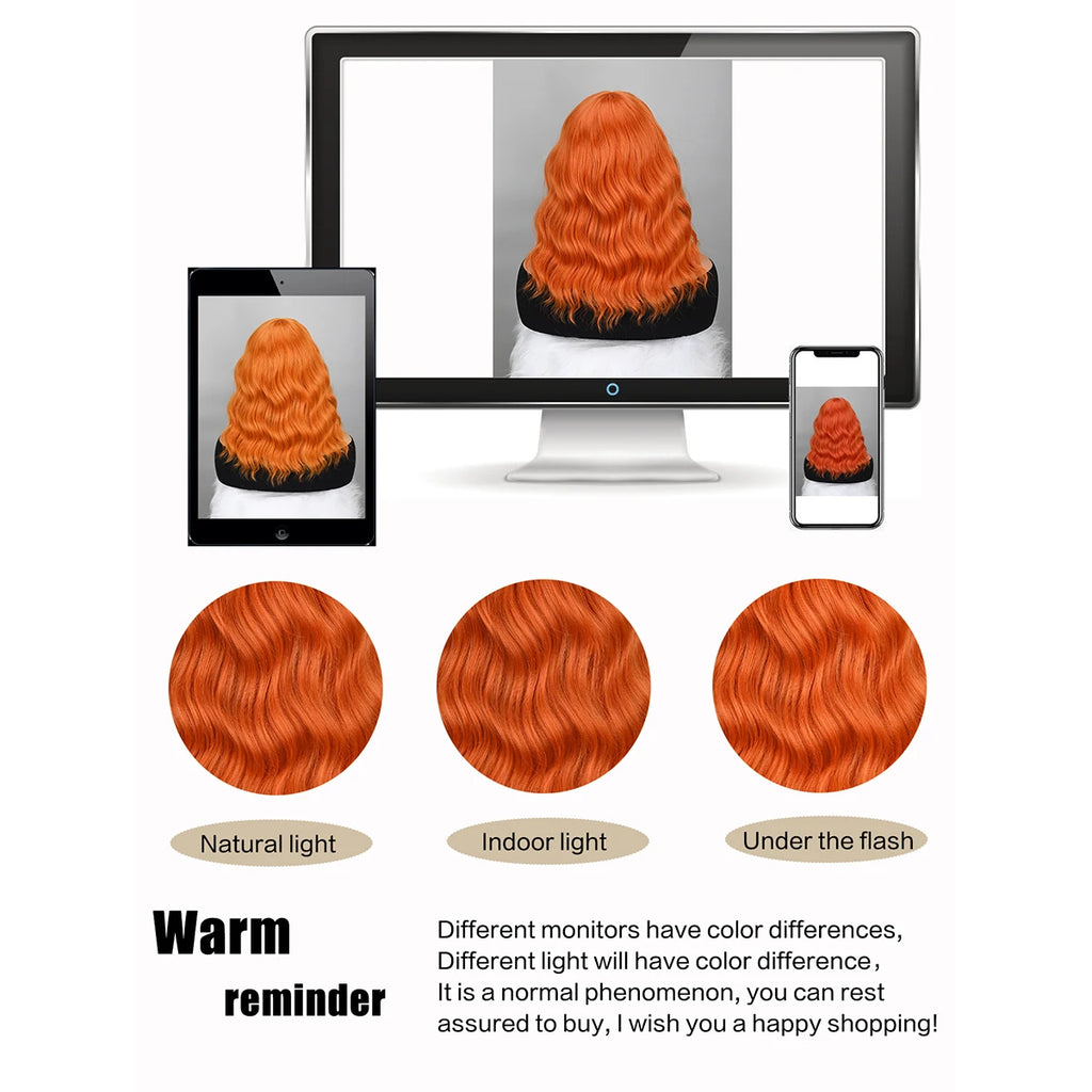 Orange Bob Wigs with Bangs