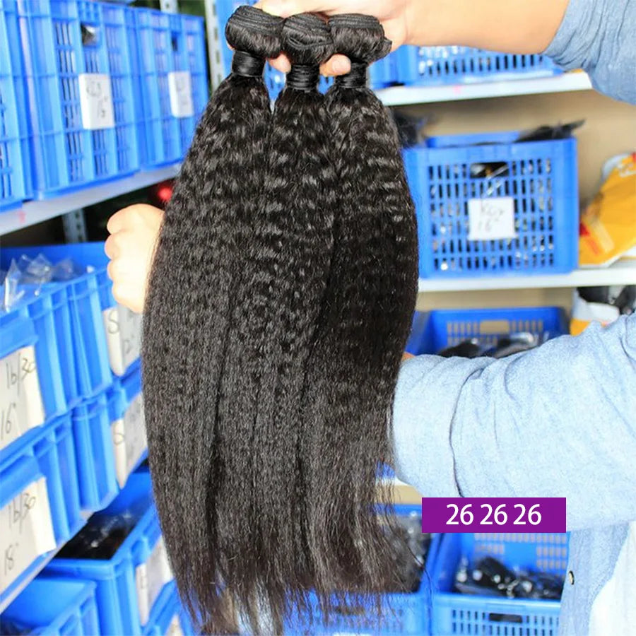 Brazilian Kinky Straight Hair Bundles With Closure