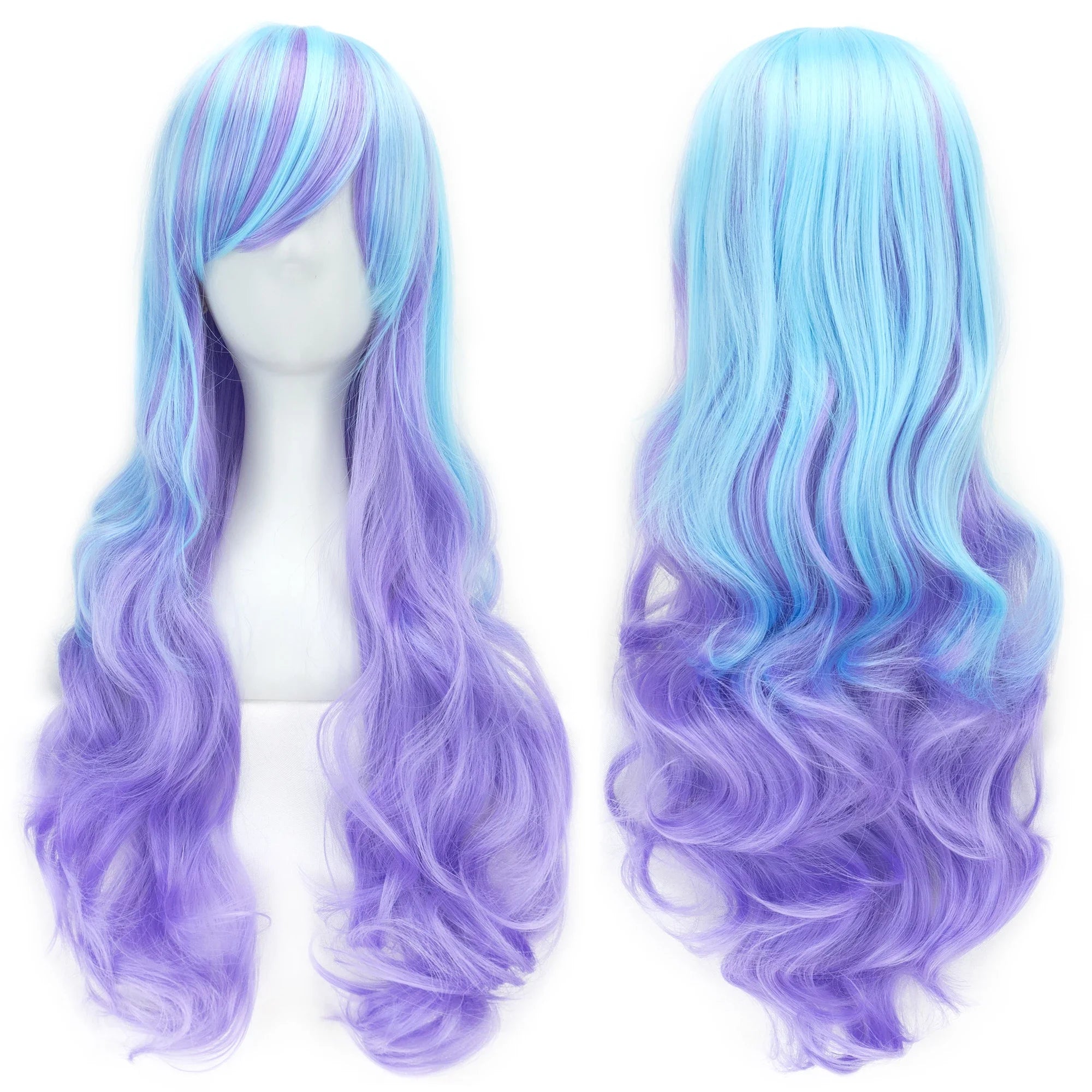 Synthetic Rainbow Cosplay Wig with Bangs