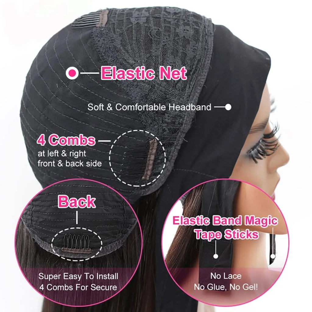 Burgundy Deep Water Wave Headband Wig