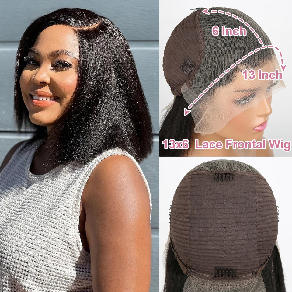 Kinky Straight Bob Human Hair Wigs