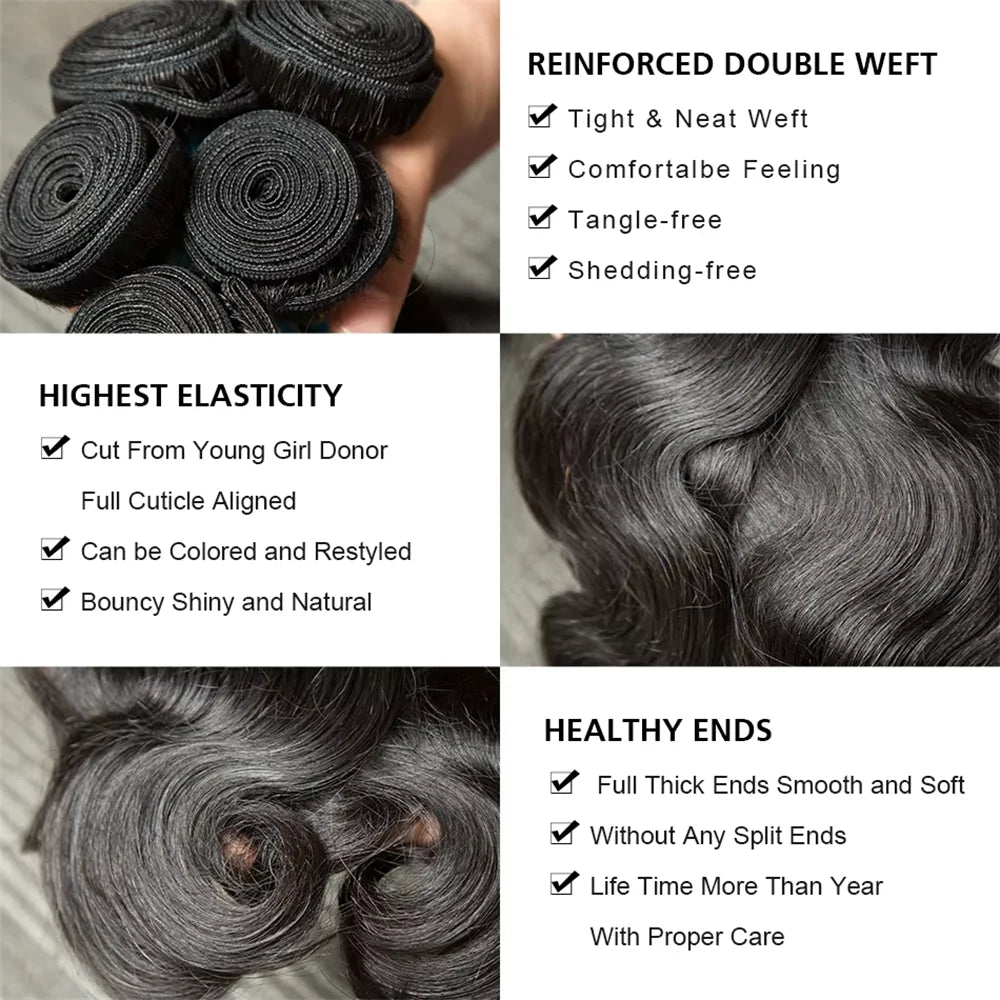 Body Wave Brazilian Virgin Double Bundles