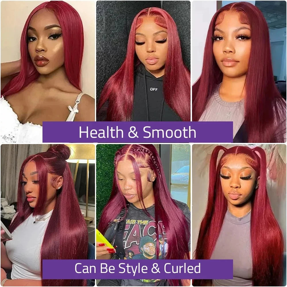 Burgundy Pre-Plucked Straight Wig