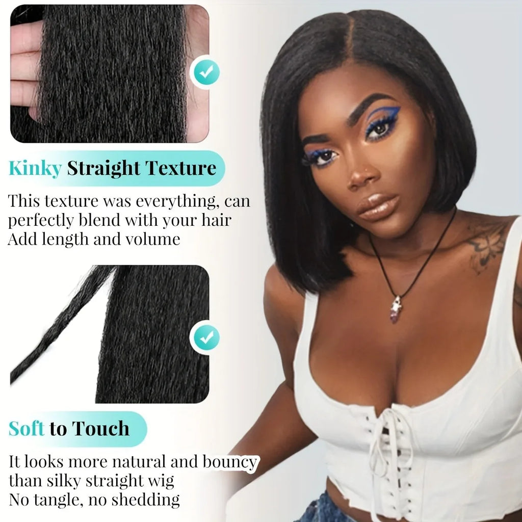 Kinky Straight Glueless Brazilian Coarse Wigs