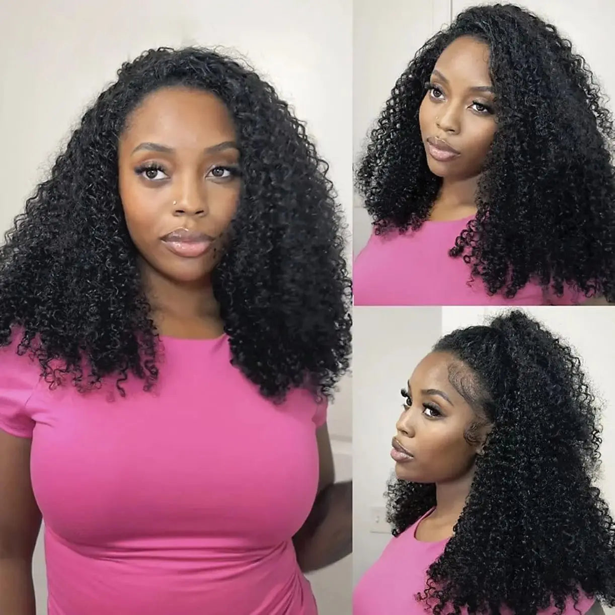 3 in 1 HD Kinky Curly Half Wig