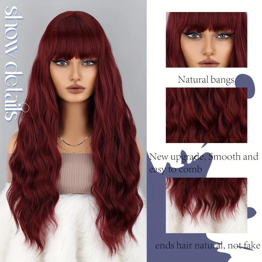 Burgundy Wig with Bangs