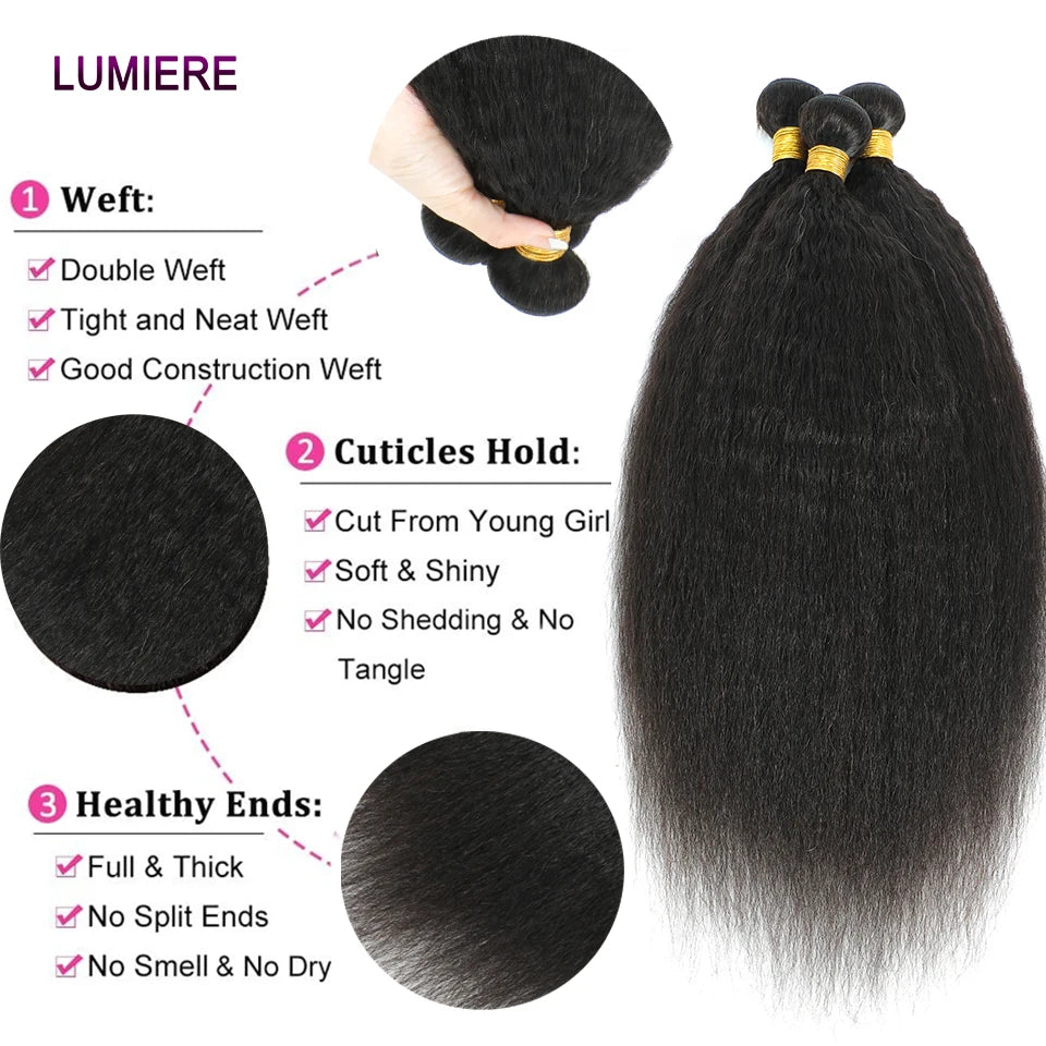 Kinky Yaki Straight Human Hair Bundles