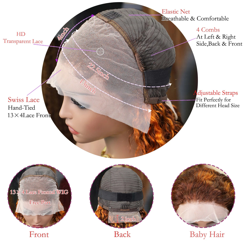 Ombre Short Bob Wigs Water Wave Wigs