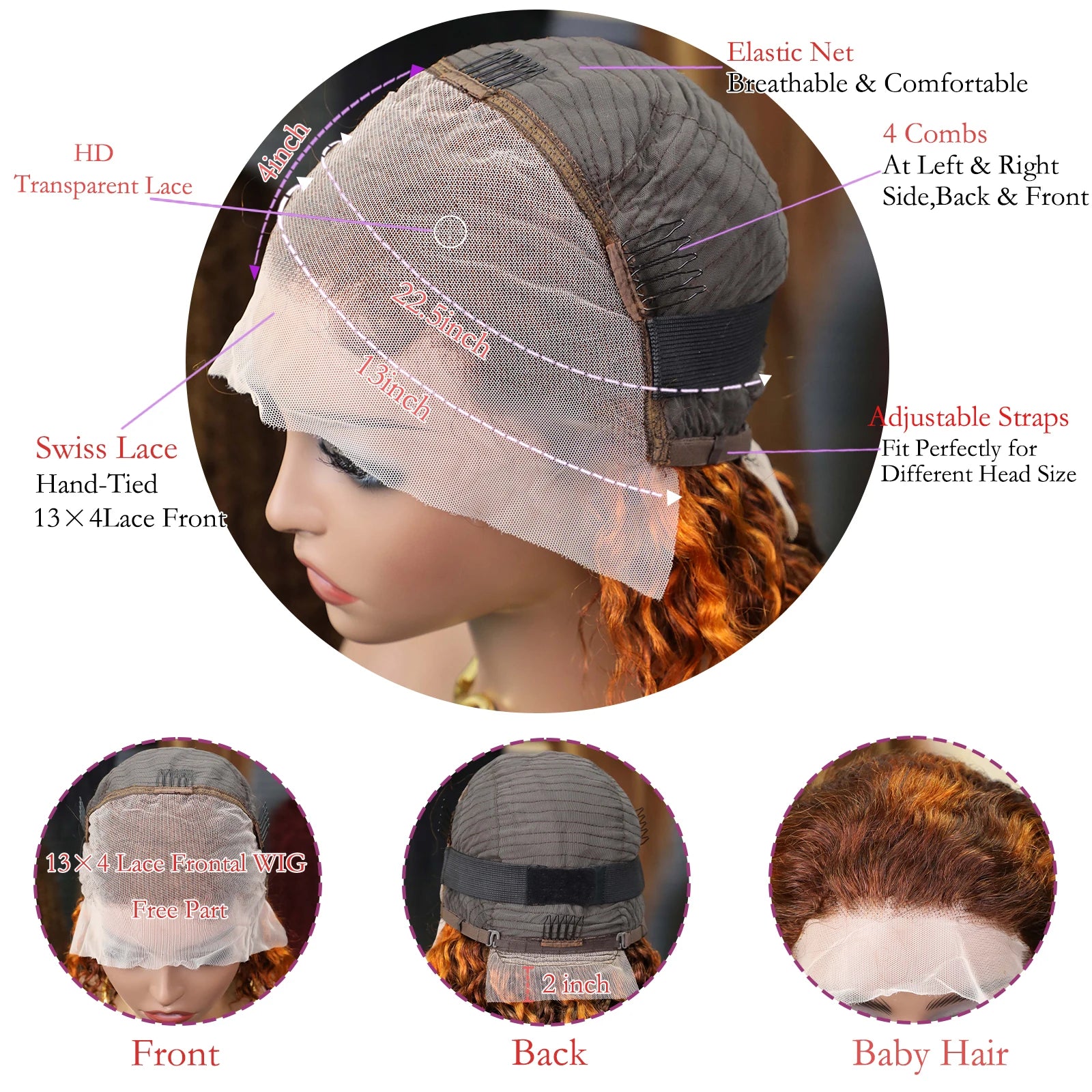 Ombre Short Bob Wigs Water Wave Wigs