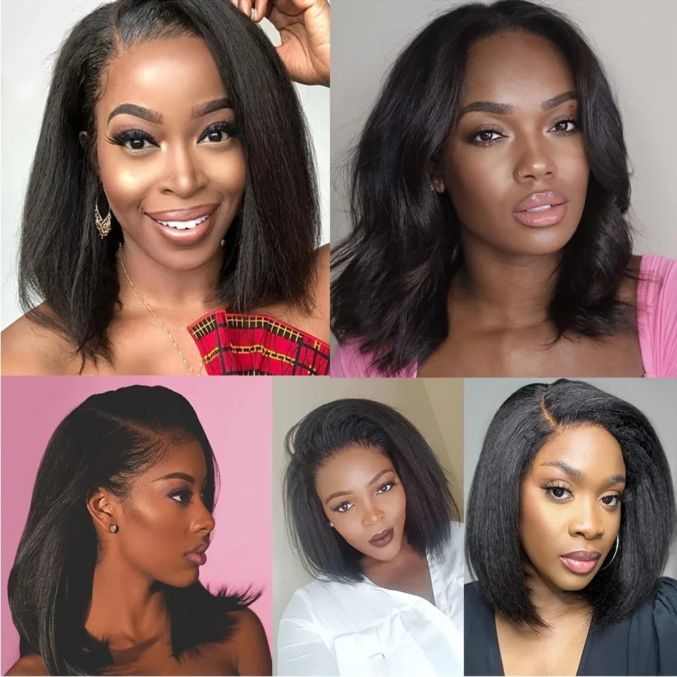 Kinky Straight Glueless Brazilian Coarse Wigs