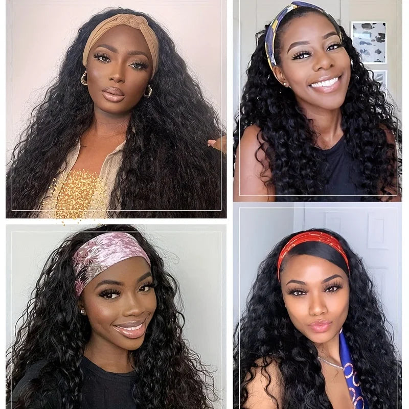 High Density Deep Wave Headband Wig
