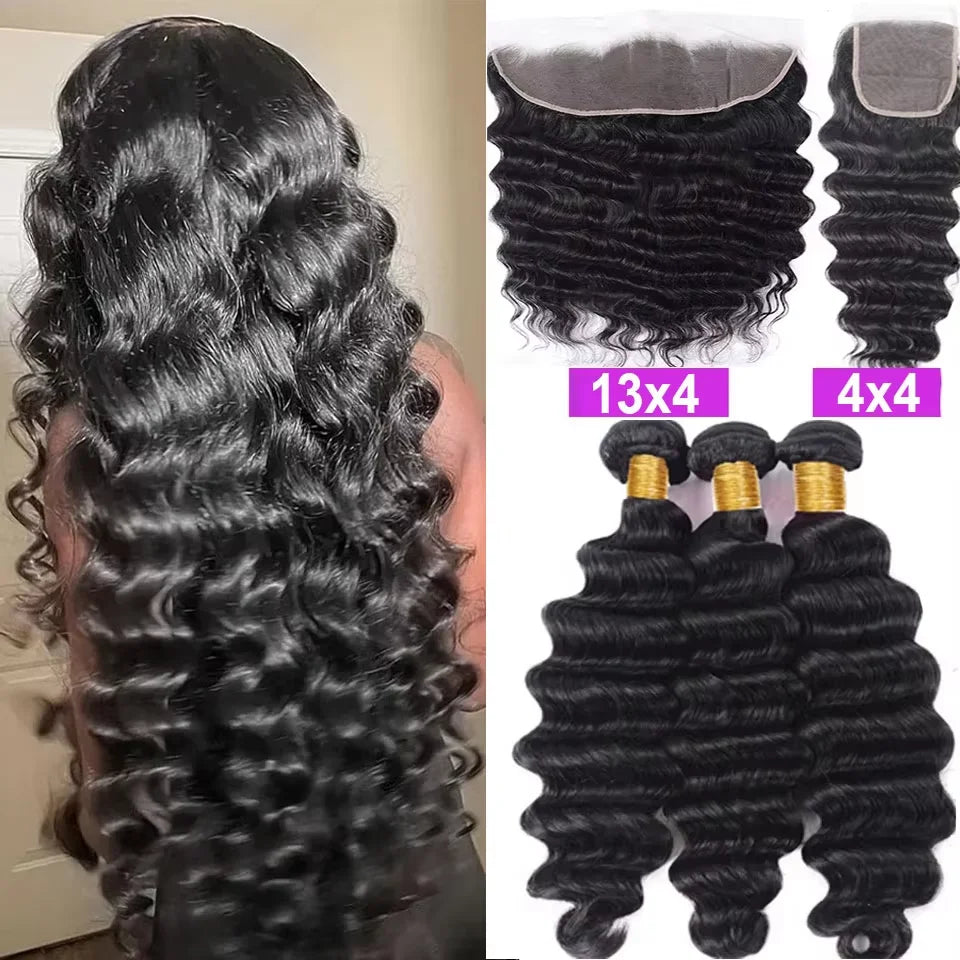 Loose Deep Wave Hair Bundles With HD Closure