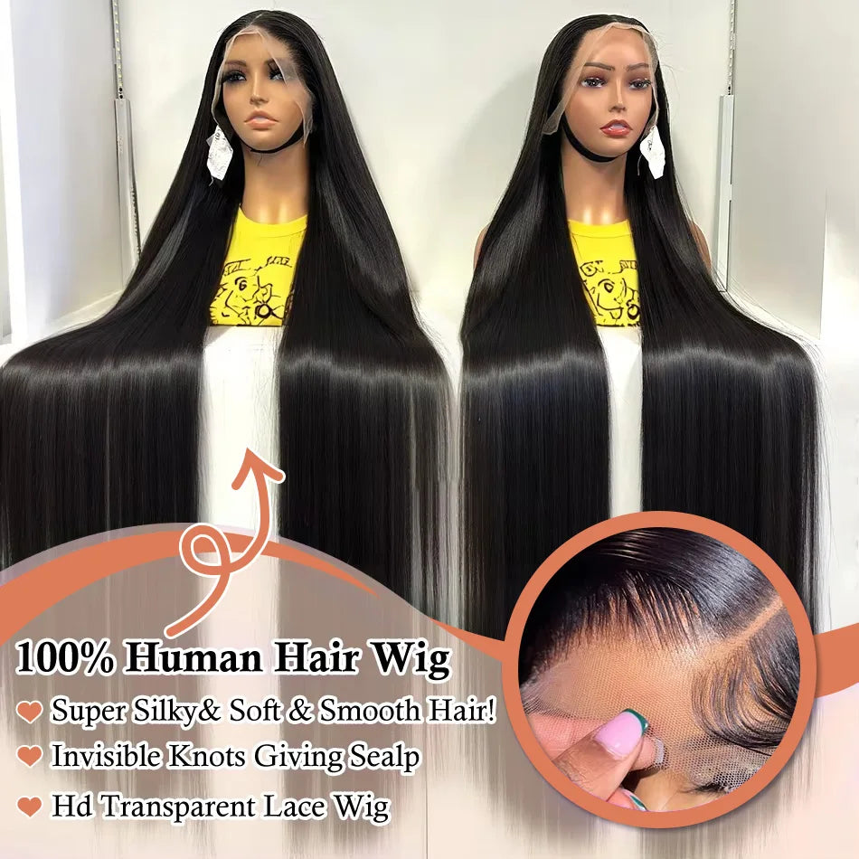 HD Transparent Lace Front Straight Human Hair Wigs