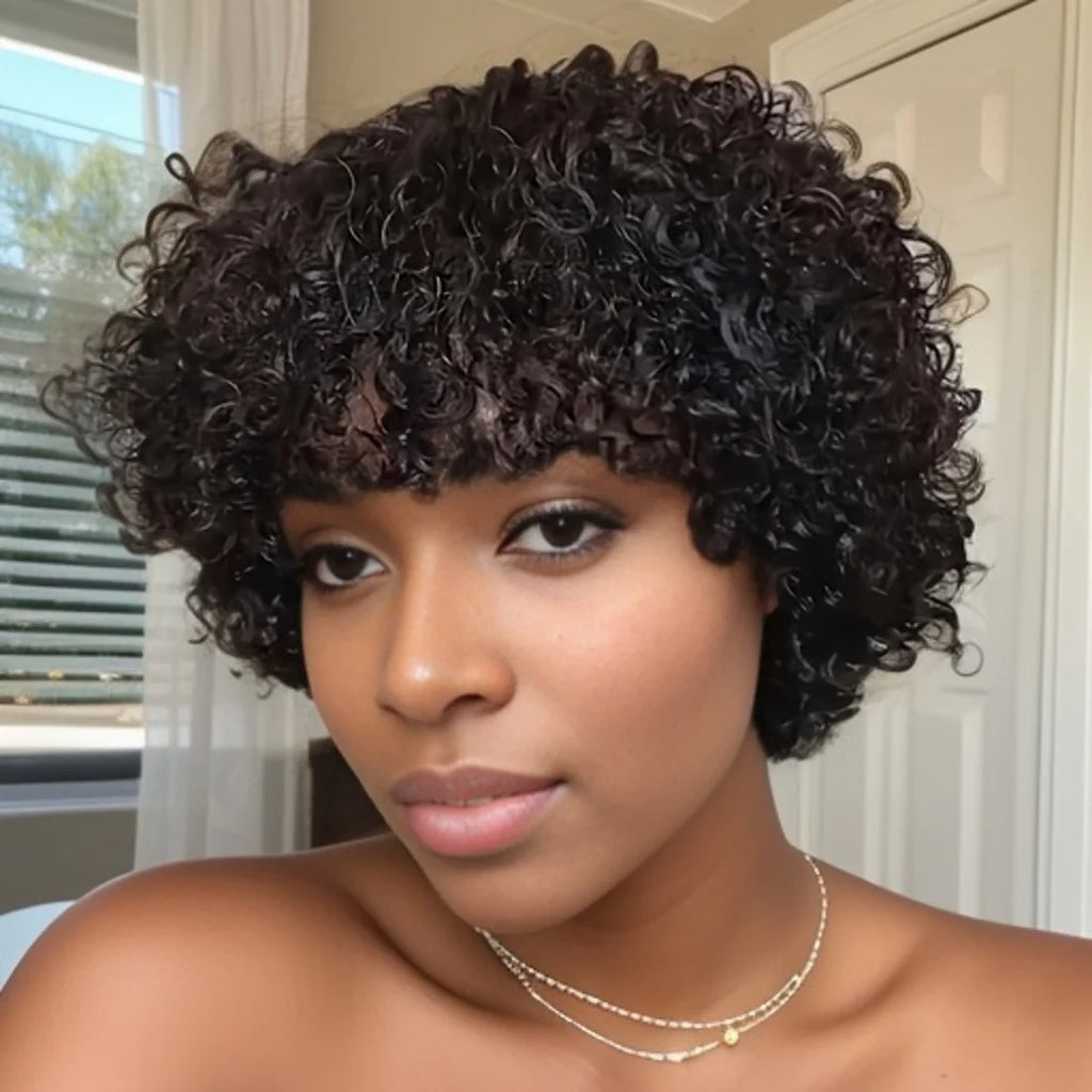 Short Pixie Cut Afro Kinky Curly Bob Wigs