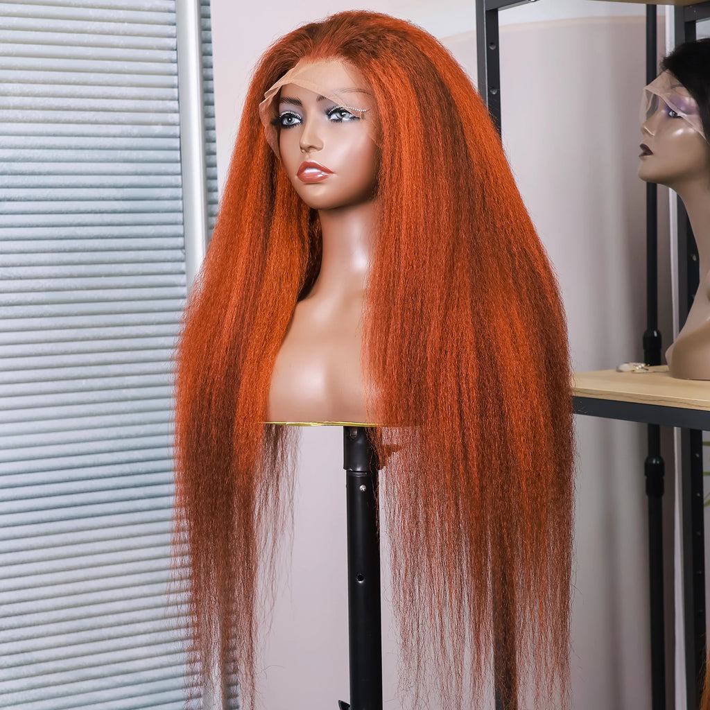 Kinky Straight HD Lace Frontal Yaki Straight Human Hair Wig