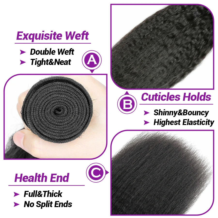 Brazilian Kinky Straight Hair Bundles With Closure