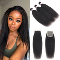 Brazilian Kinky Straight Hair Bundles With Closure