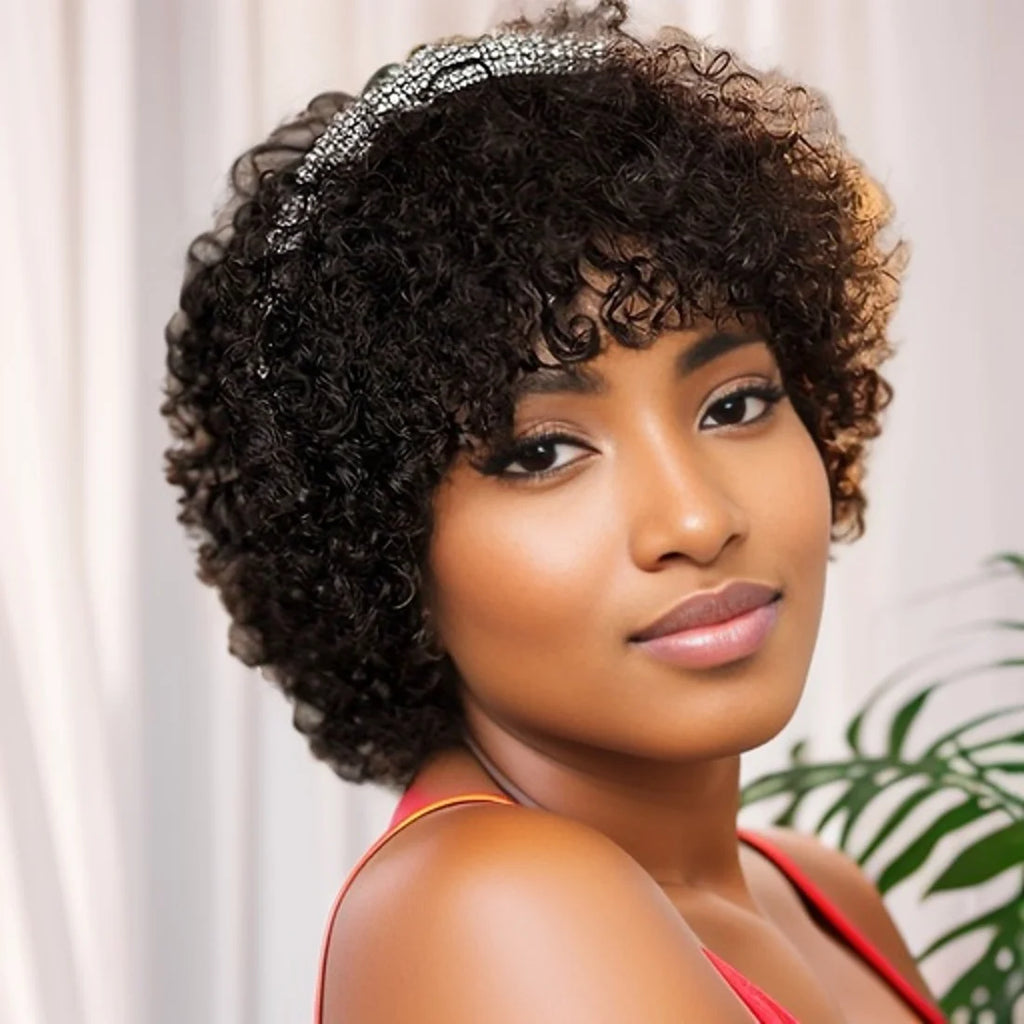 Short Pixie Cut Afro Kinky Curly Bob Wigs