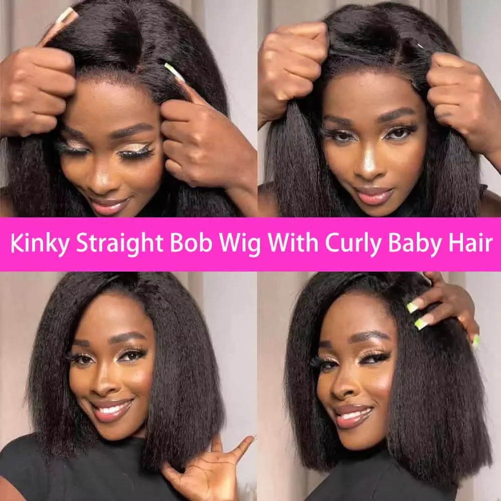 Kinky Straight Short Bob Wigs