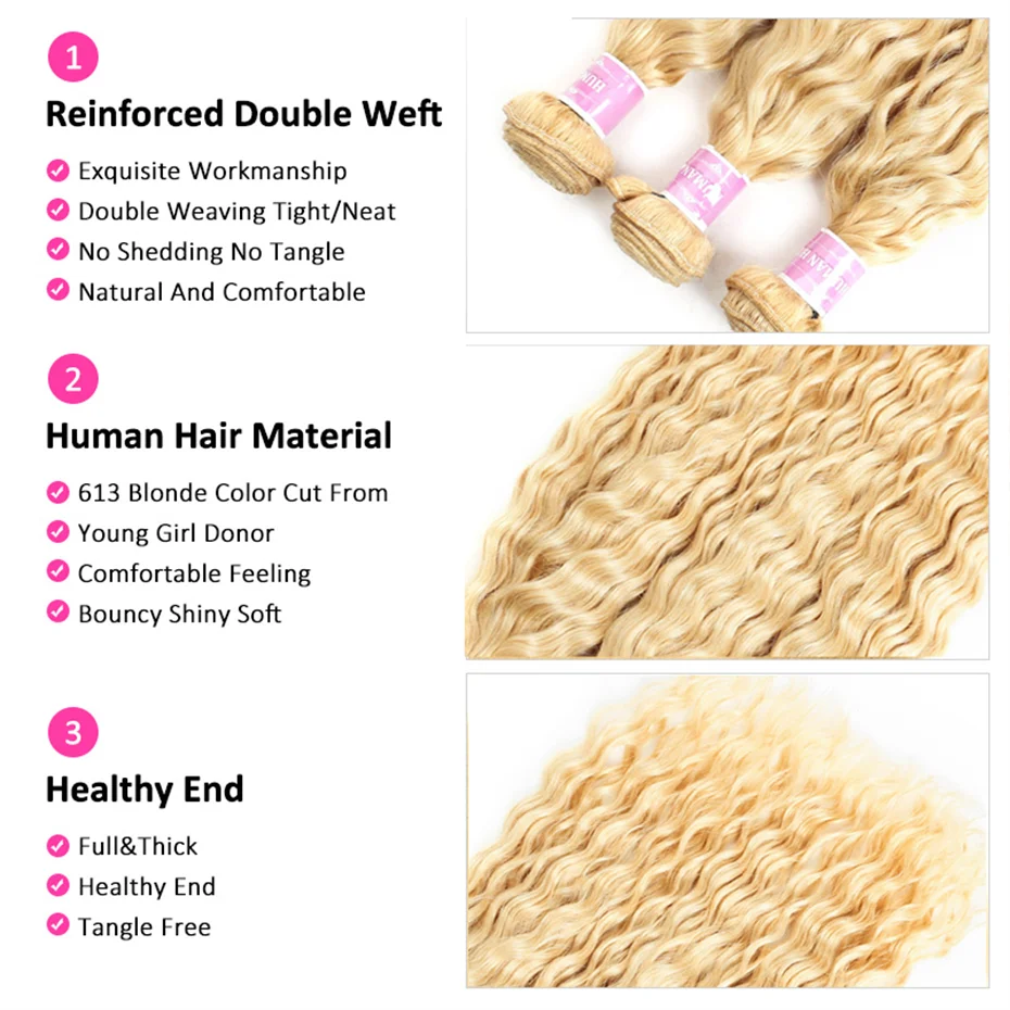 Deep Wave Blond Human Hair Bundles