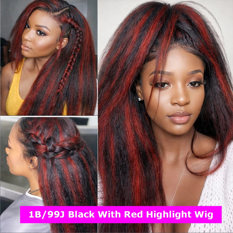 Ginger With Black Kinky Straight Glueless Wig
