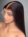 Bone Straight Human Hair Wigs With Transparent Lace Frontal