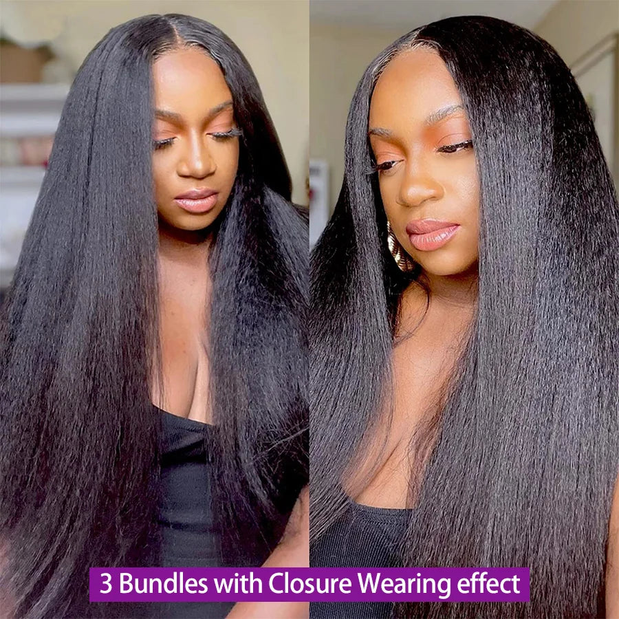 Brazilian Kinky Straight Hair Bundles With Closure