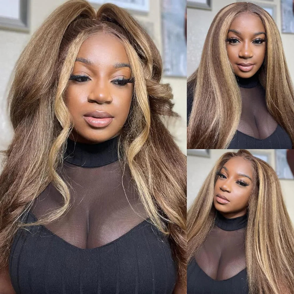 Highlight Kinky Straight Human Hair Wigs