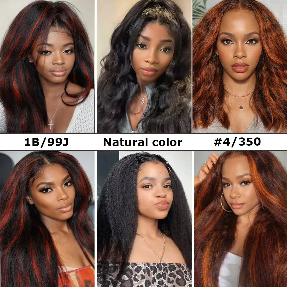 Ginger With Black Kinky Straight Glueless Wig