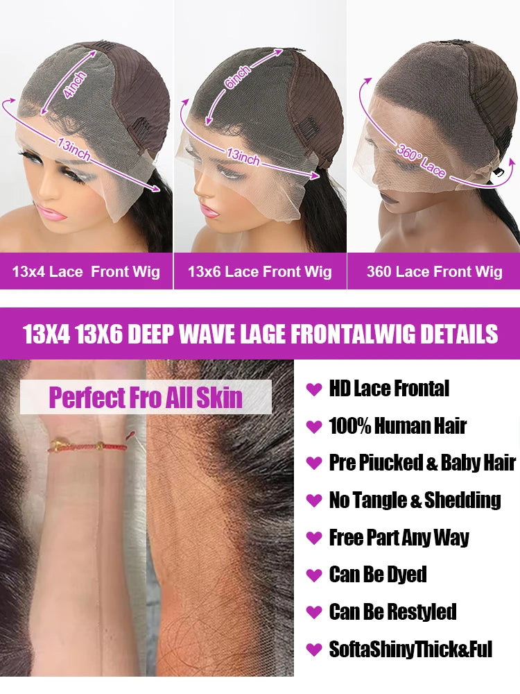 Transparent Deep Water Wave Wig