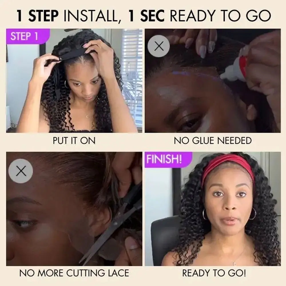 Deep Water Wave Headband Wigs