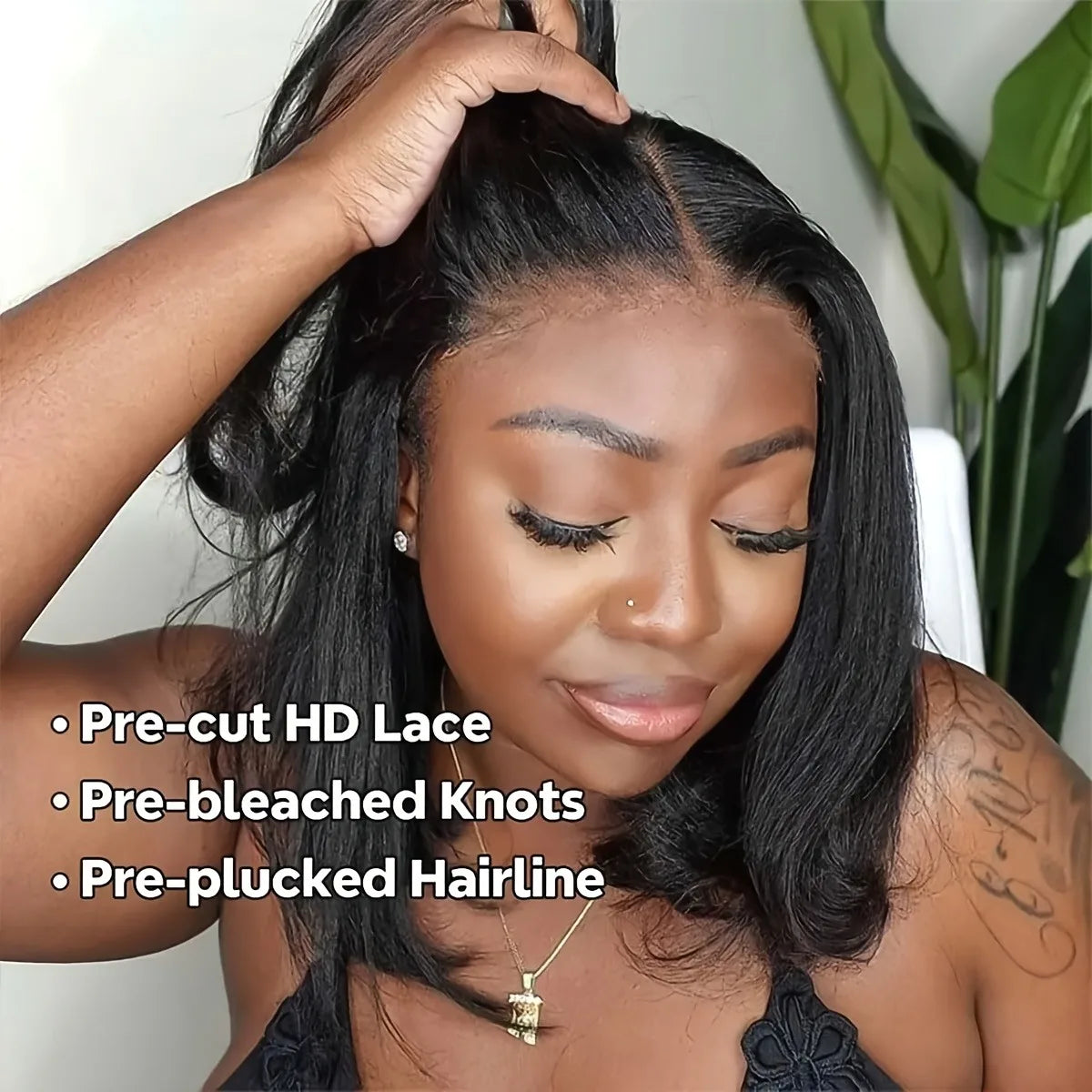 Kinky Straight Glueless Brazilian Coarse Wigs