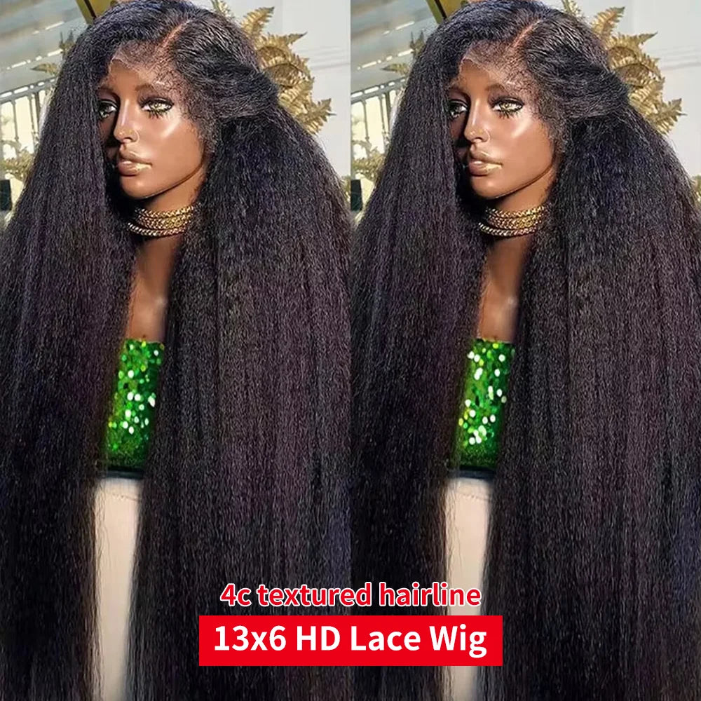 Pre Plucked Yaki Kinky Straight Wigs