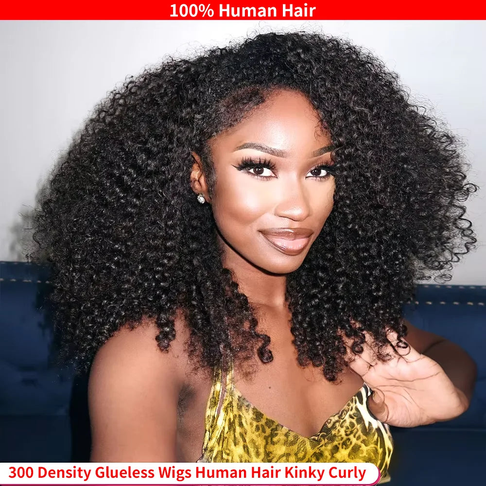 Pre Cut Kinky Curly Glueless Wigs