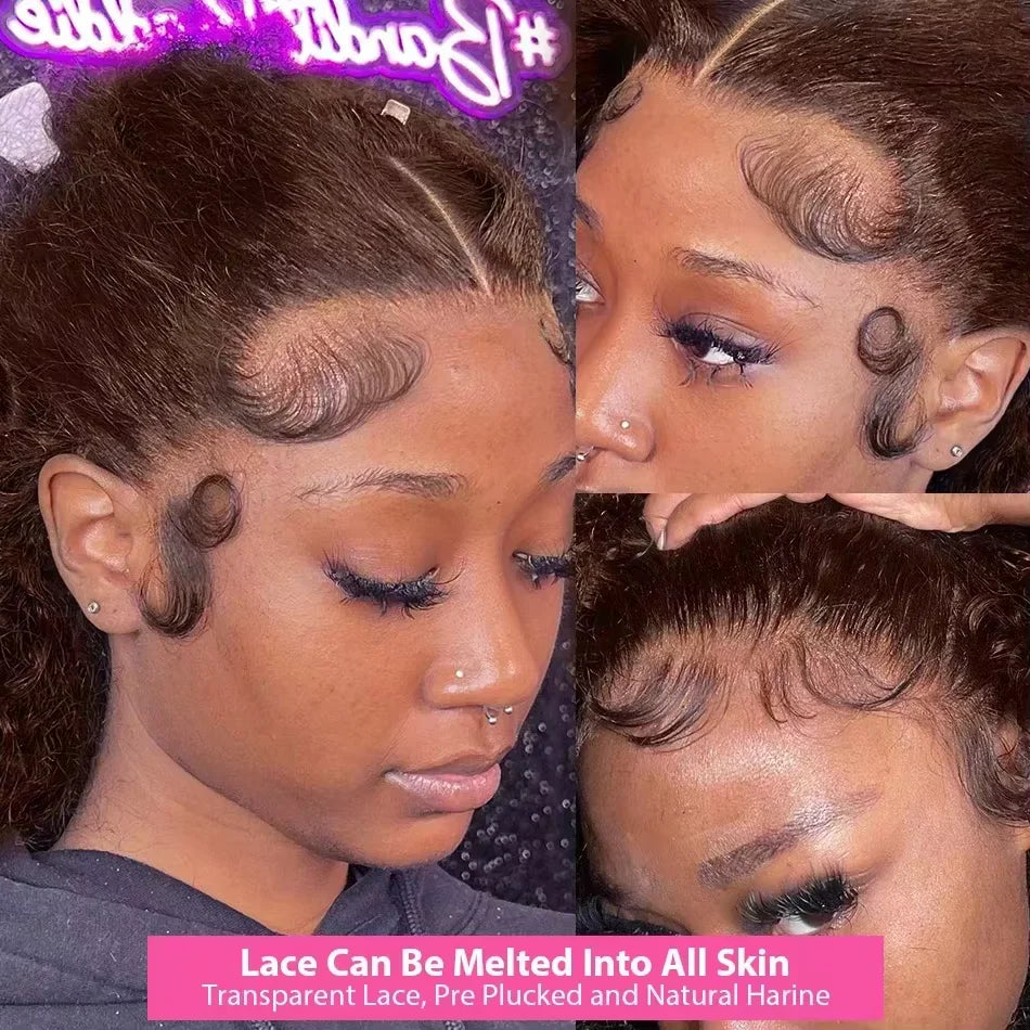 Chocolate Brown Curly Deep Wave Wig