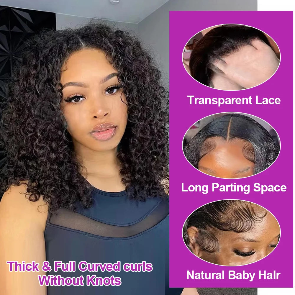 Short Bob Deep Water Wave Curly Wigs