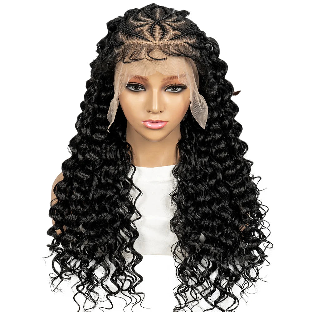 Cornrow Braided Deep Wave Hair Wigs