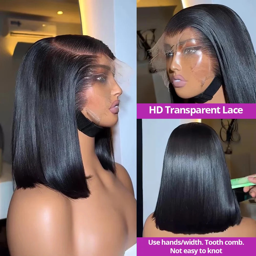 Silky Straight HD Lace Front Bob Wigs