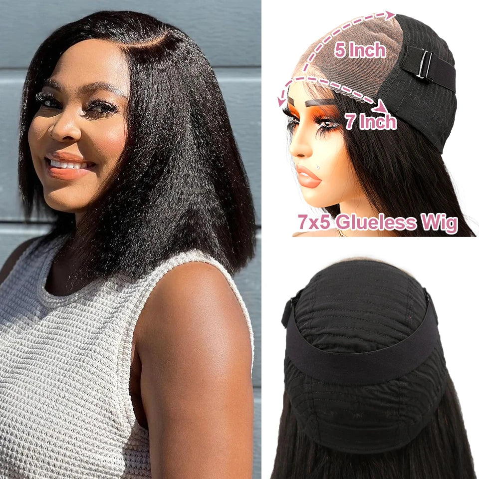 Kinky Straight Bob Human Hair Wigs