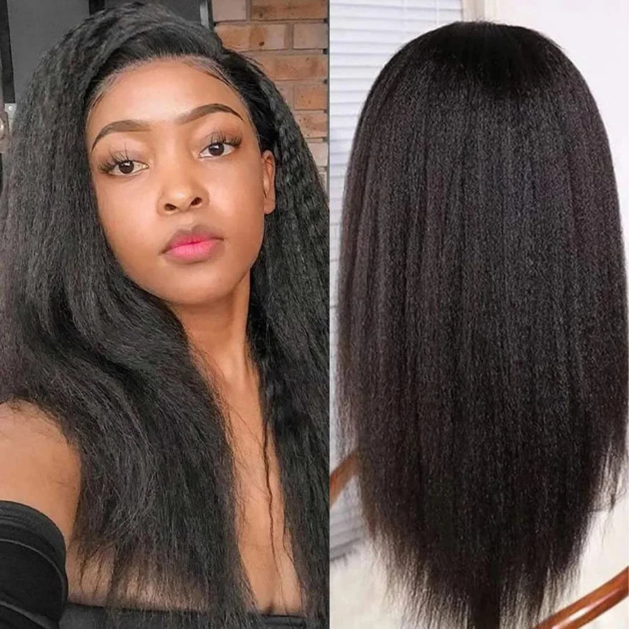 Transparent Yaki Kinky Straight Wigs
