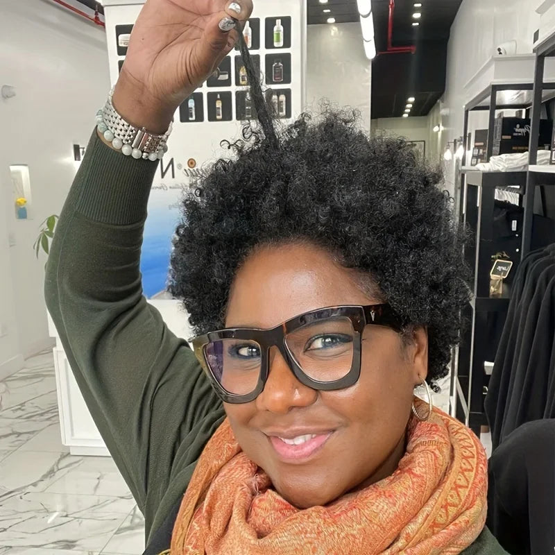 Pixie cut short afro hair wig