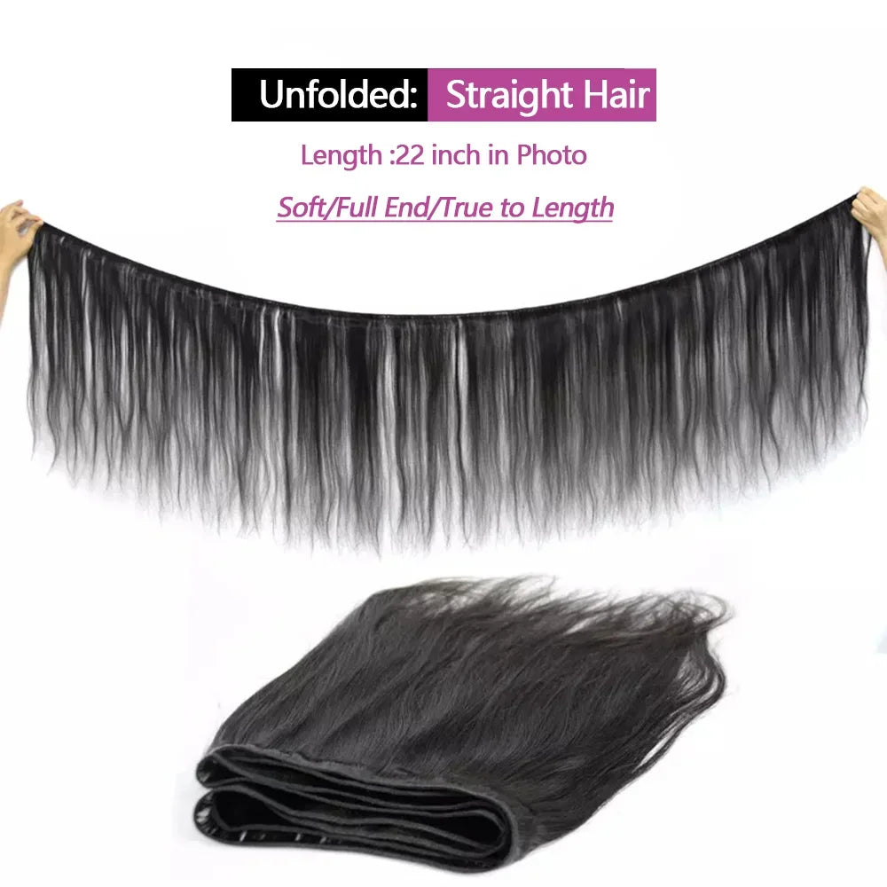Brazilian Straight Human Hair Bundles with Closure
