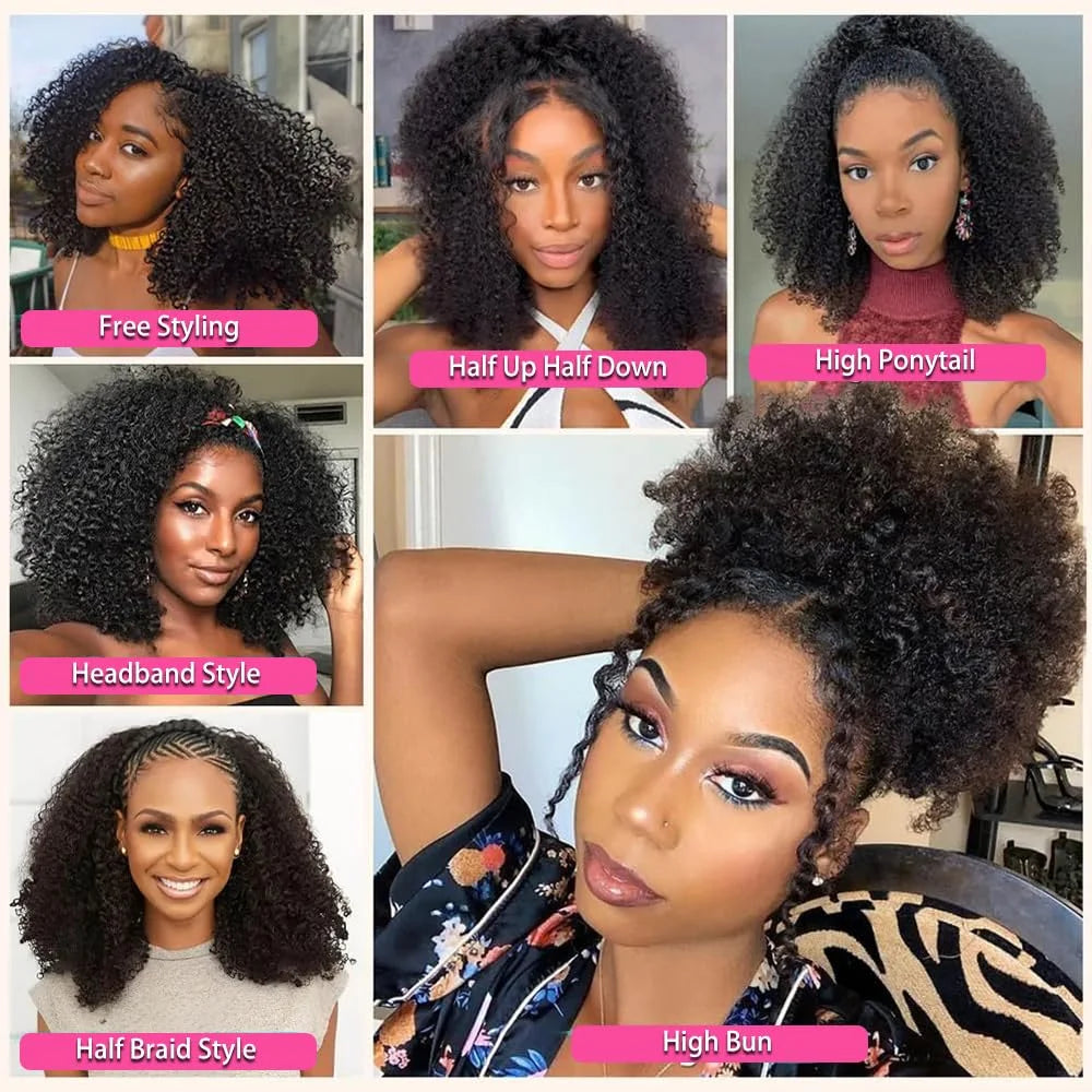 3 in 1 HD Kinky Curly Half Wig