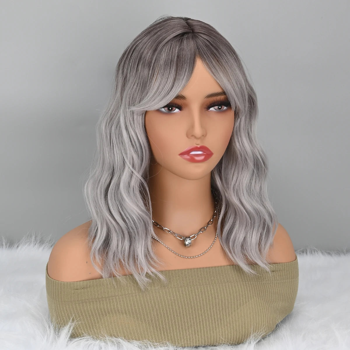 Gray and Black Bob Cosplay Wigs