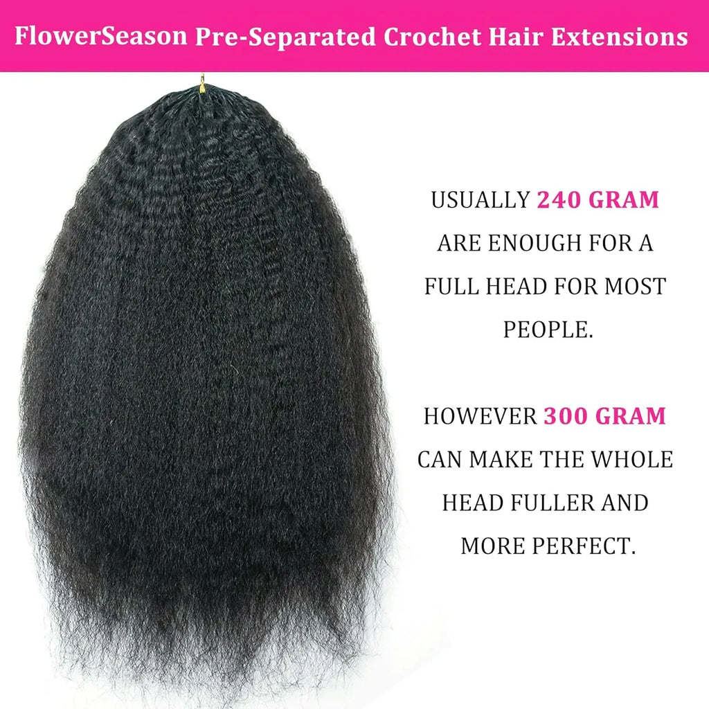 Kinky Straight Knotless Pre Separated Crochet Extensions