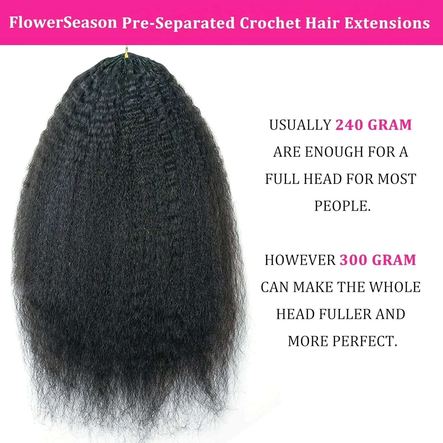 Kinky Straight Knotless Pre Separated Crochet Extensions