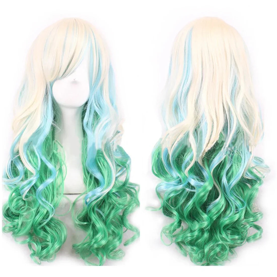 Synthetic Rainbow Cosplay Wig with Bangs