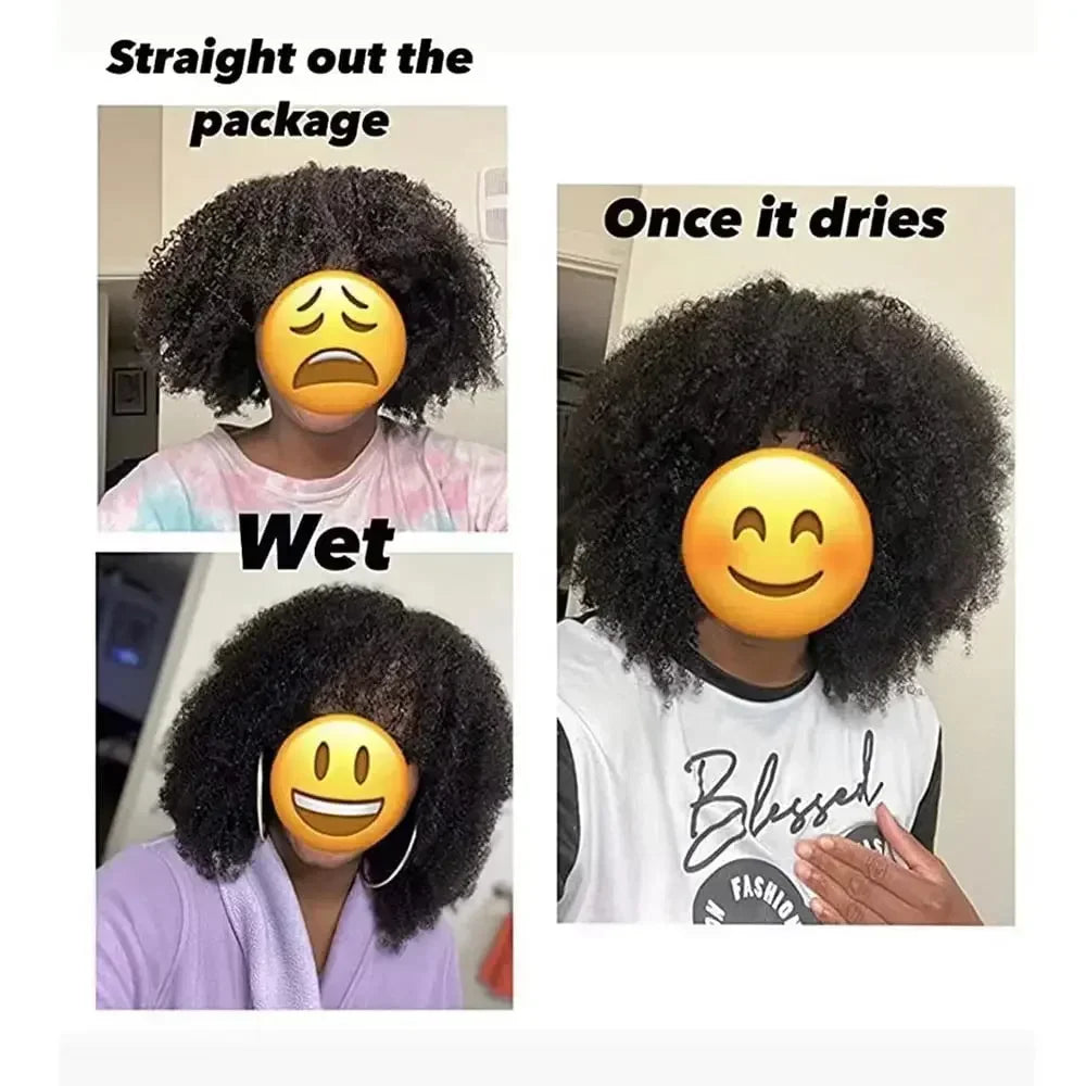 Afro Kinky Curly Wigs with Bangs