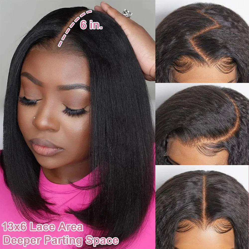 Kinky Straight Bob Human Hair Wigs