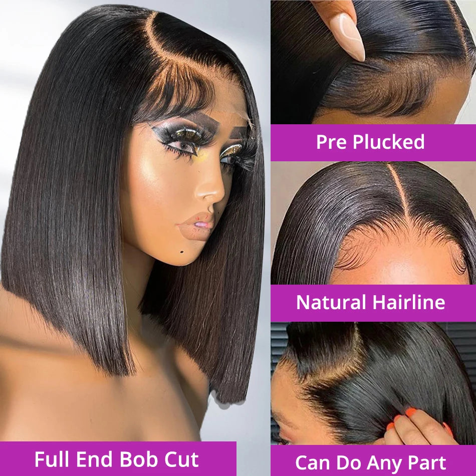 Brazillian Bone Straight Short Bob Wigs